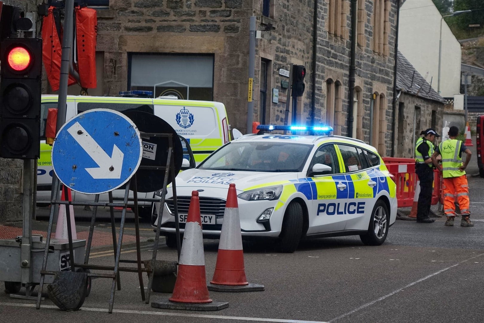 Police investigate at the roadworks after an accident was reported this week