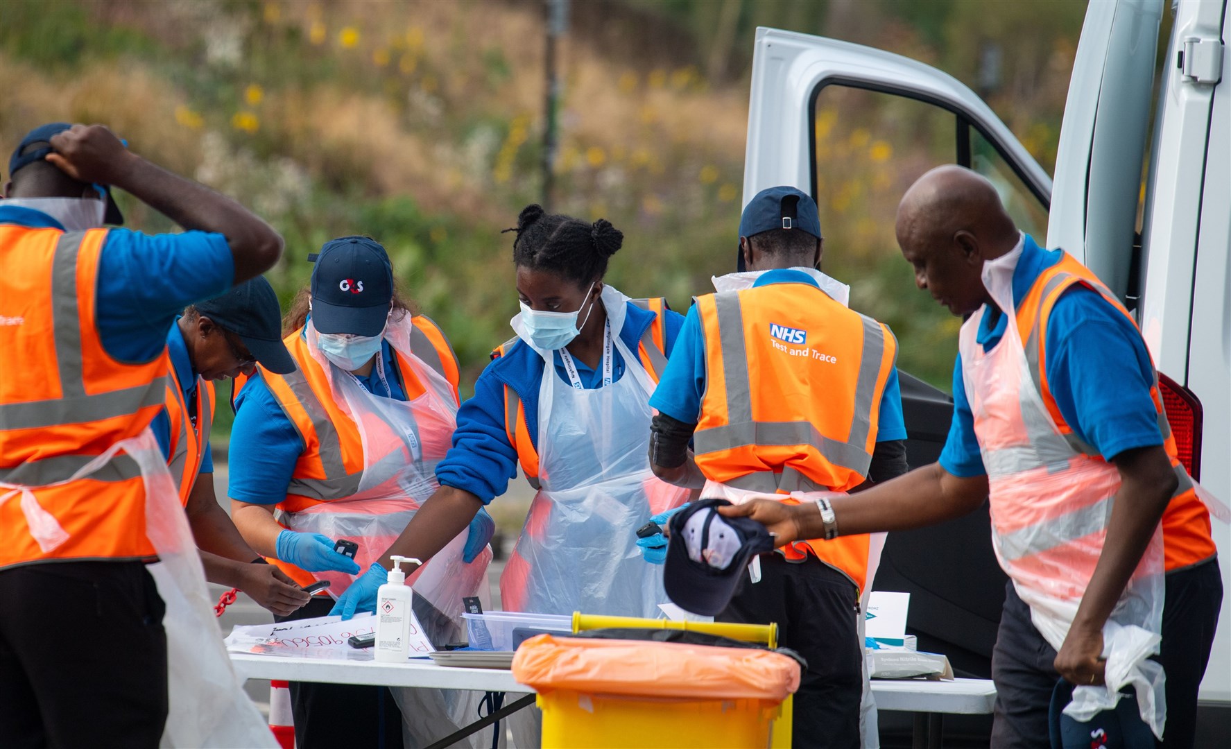 Staff prepare at a coronavirus testing centre in Southwark, London (Dominic Lipinski/PA)