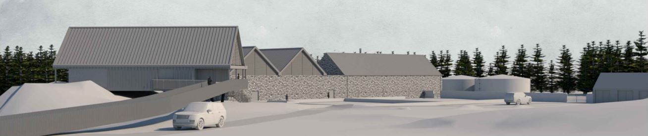 An impression of how the new distillery at Strathmashie will look.