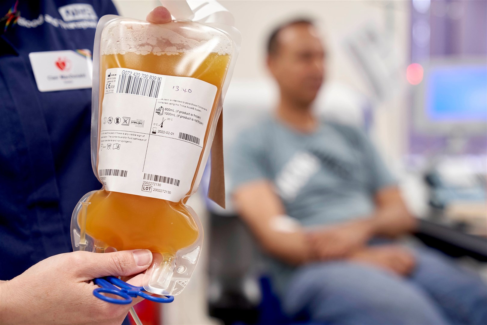 One of the components of blood, plasma, can be donated exclusively to help with a range of conditions. Picture: NHS/Edward Moss Photography