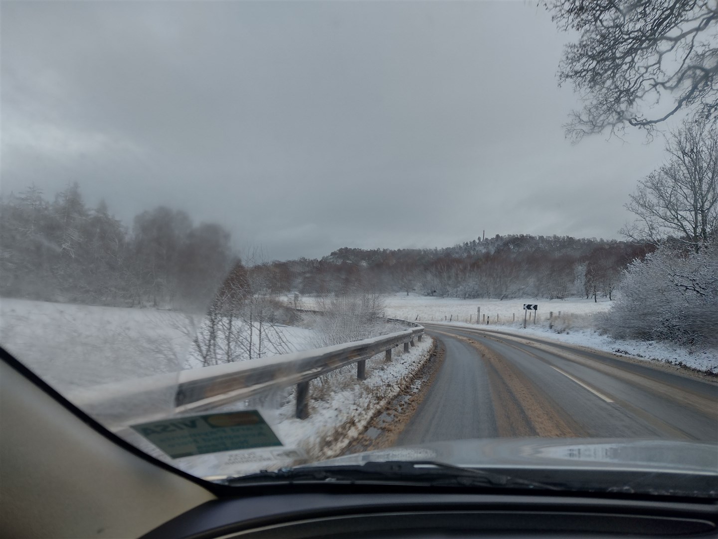 Some of the higher roads in the strath are again affected by snow or sleet (library)