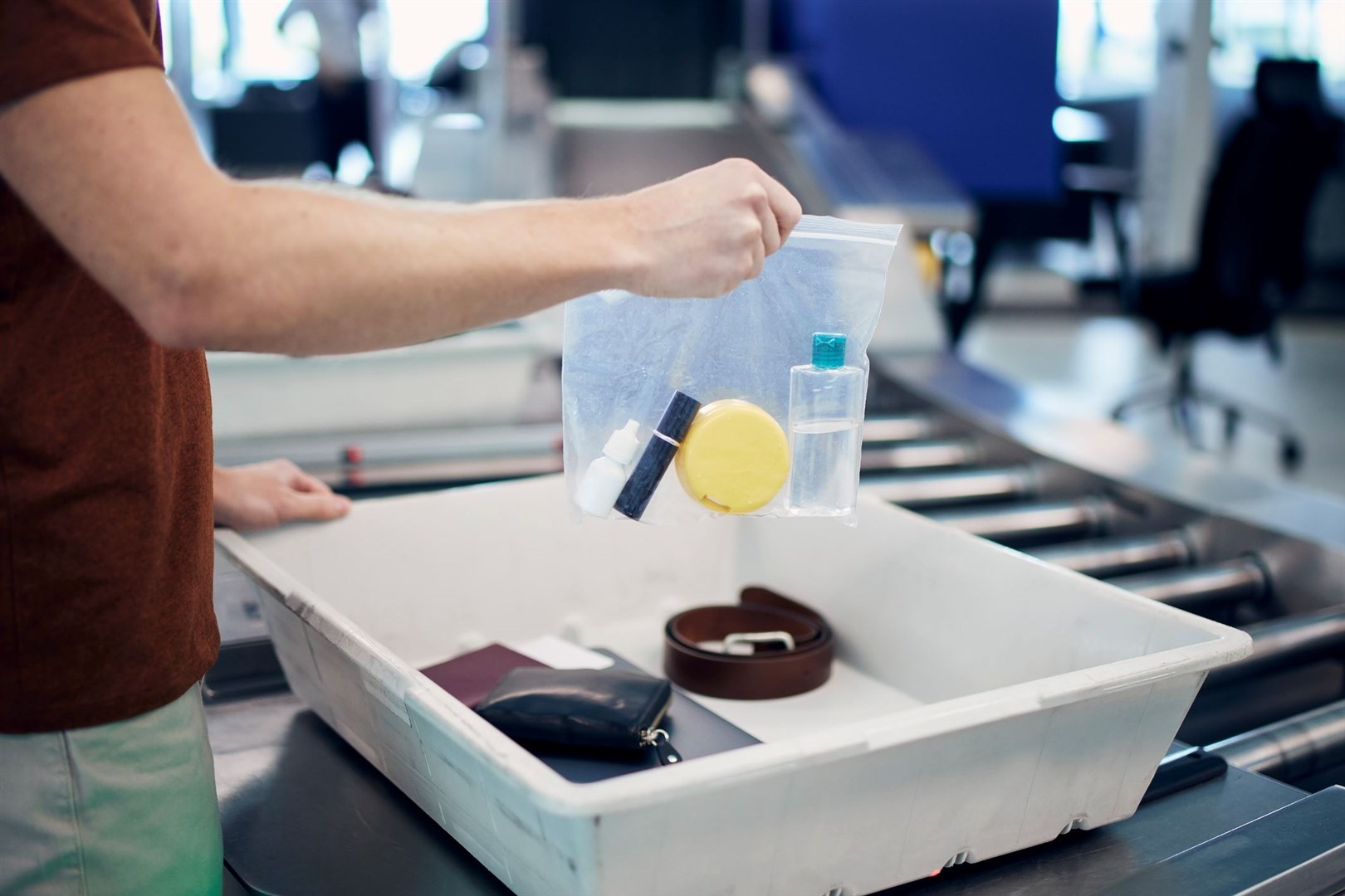 An airport security check before a flight (stock image).