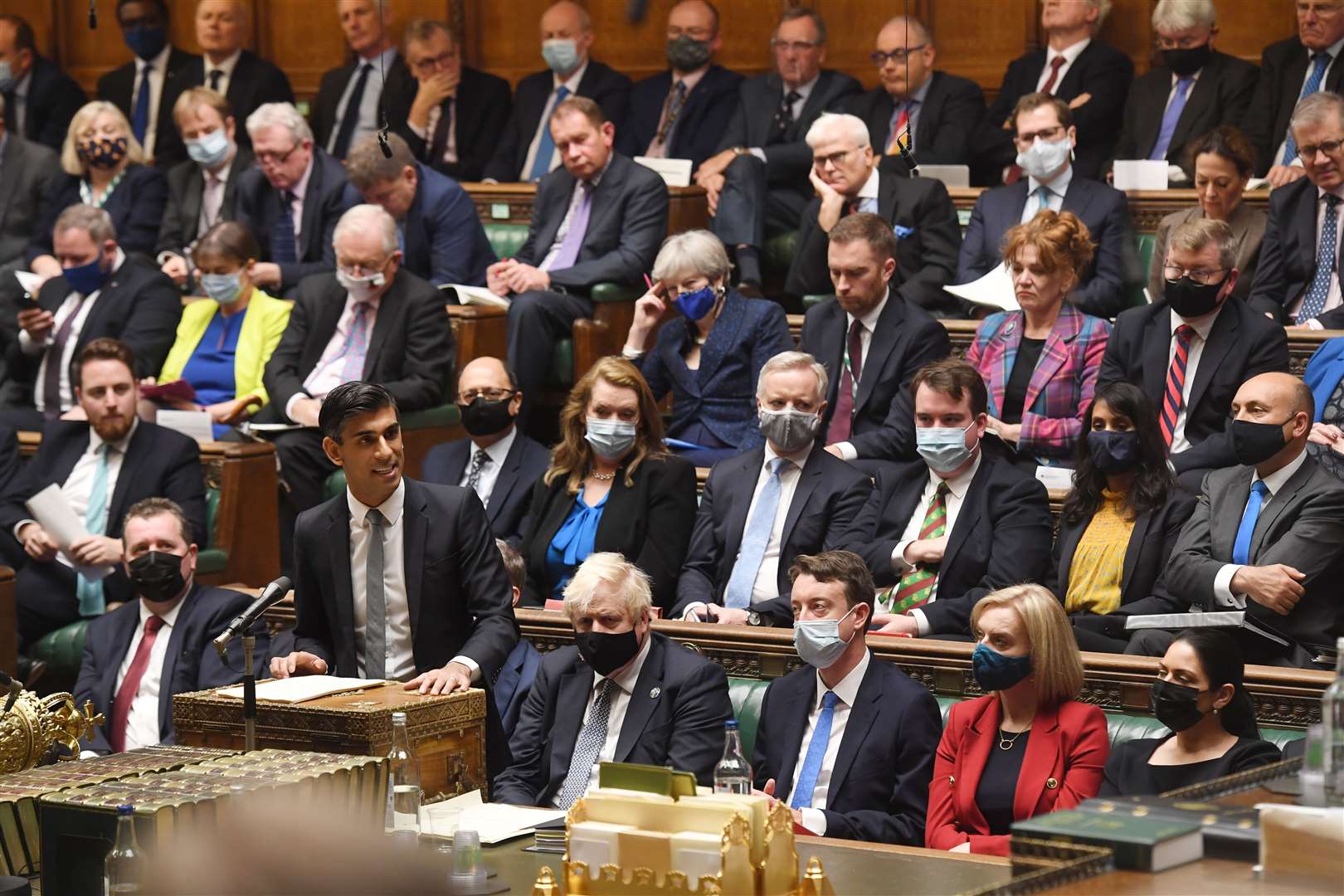 MPs listen to Rishi Sunak deliver his Budget speech (UK Parliament/PA)
