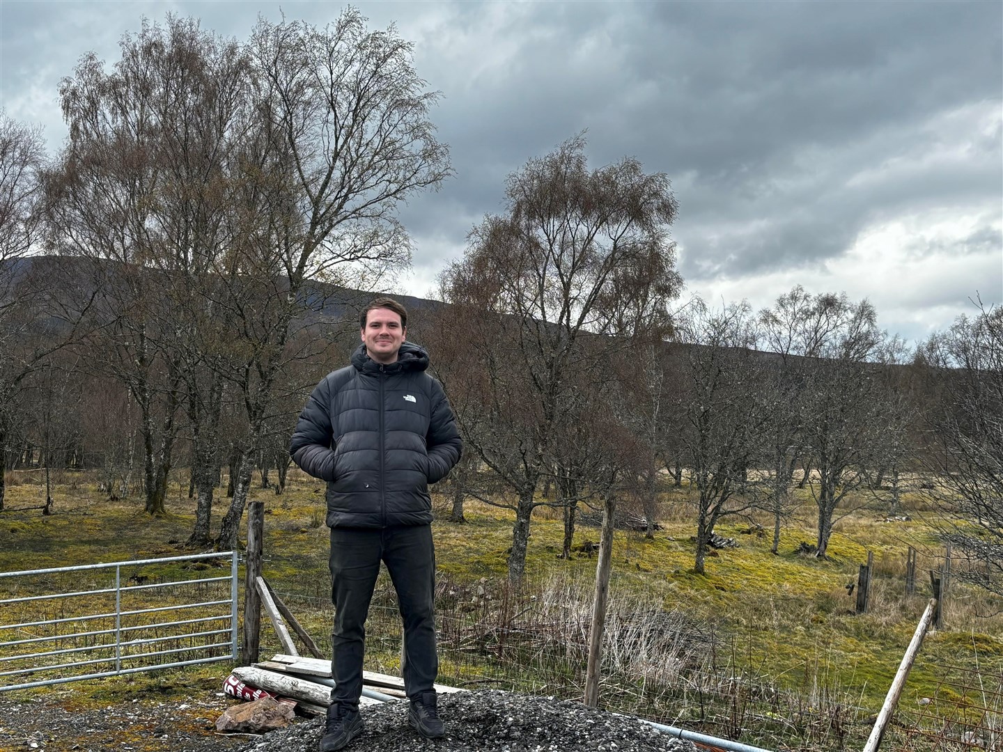 Connor Fraser at the site which is to be transformed into a motorhomes and caravan park in Dalwhinnie.