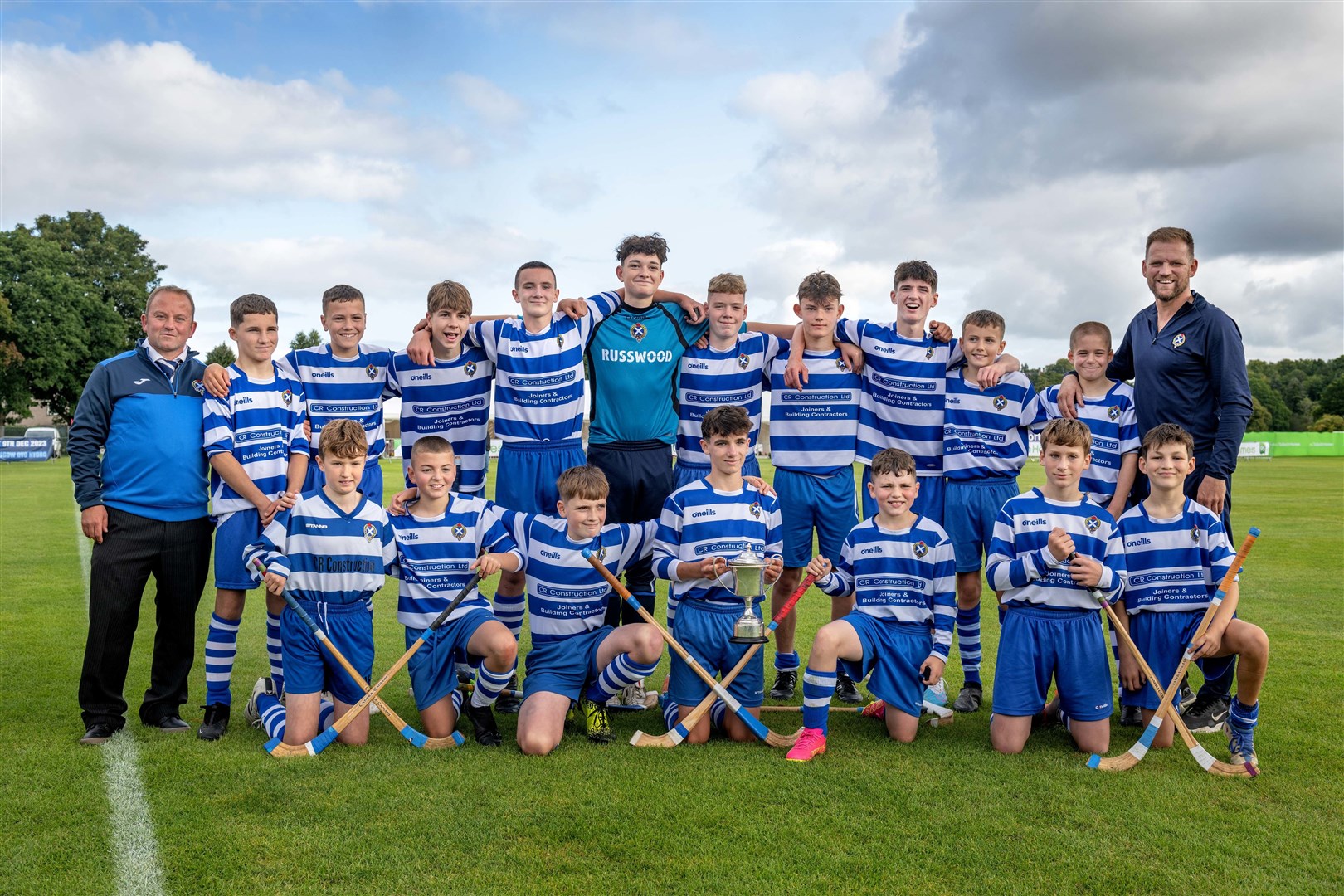 The victorious Newtonmore team who lifted the U14 MacMaster Cup last weekend at The Bught, Inverness.
