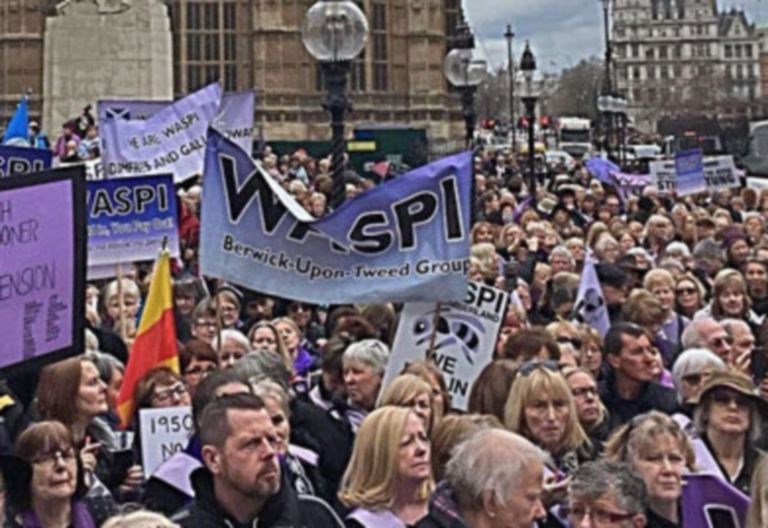 Waspi protestors at Westminster.