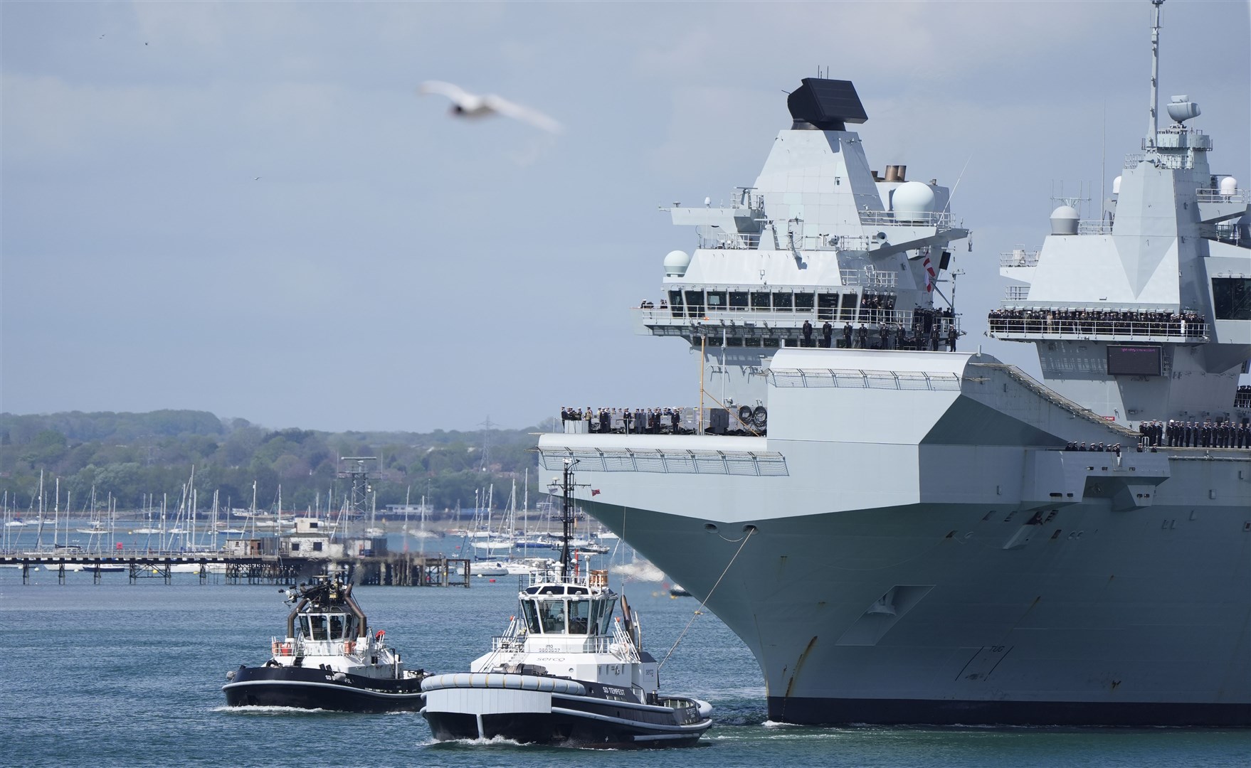 HMS Prince of Wales sailed from Portsmouth on Tuesday (Andrew Matthews/PA)