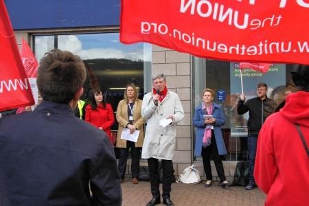 Scottish Labour leader Richard Leonard speaks at the protest