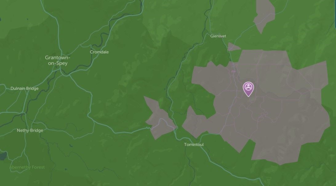 Over 150 homes are without power due to the outage near Tomintoul.