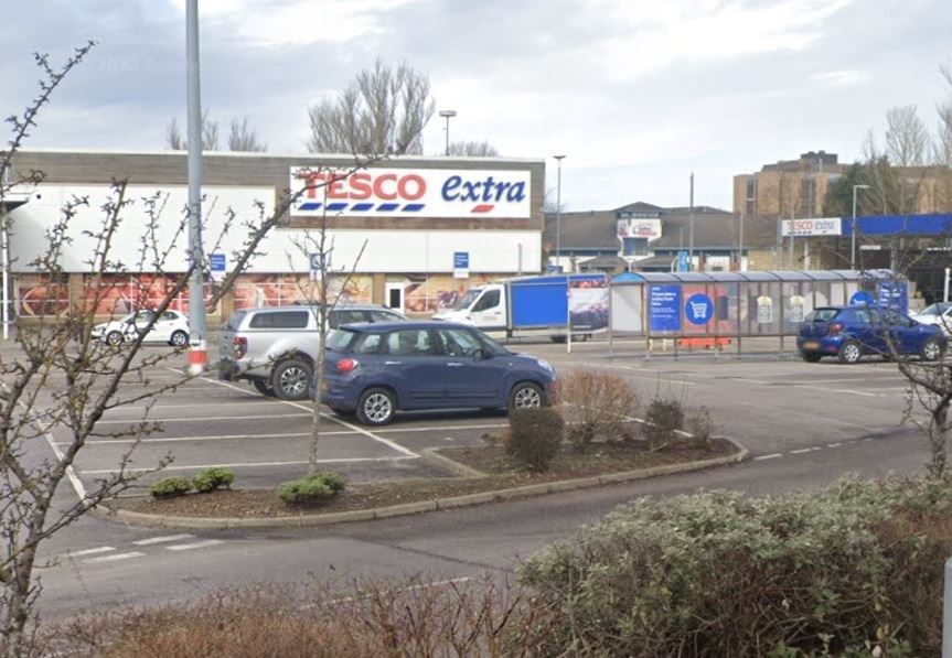 The location of the proposed pick-up lockers would be on the car parking bays on the left of shot. Around 10 spaces would be lost.