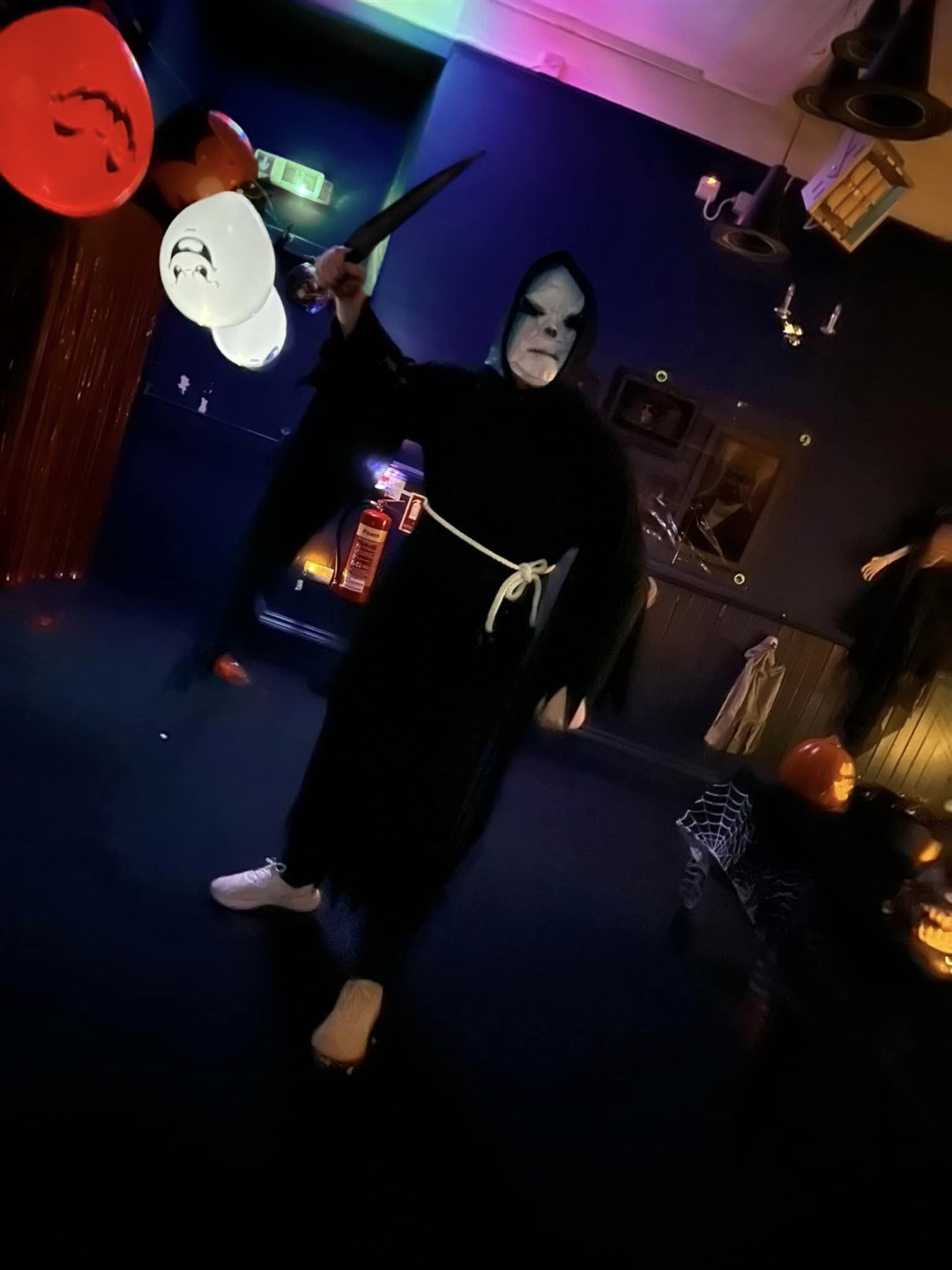 A haunted house guest at the community centre in Grantown on a special night.