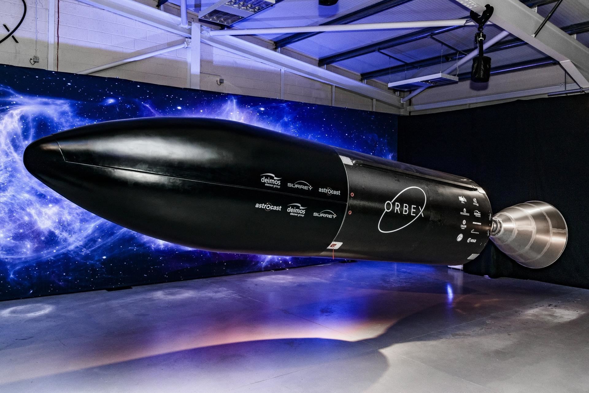 One of the Orbex rockets on display.