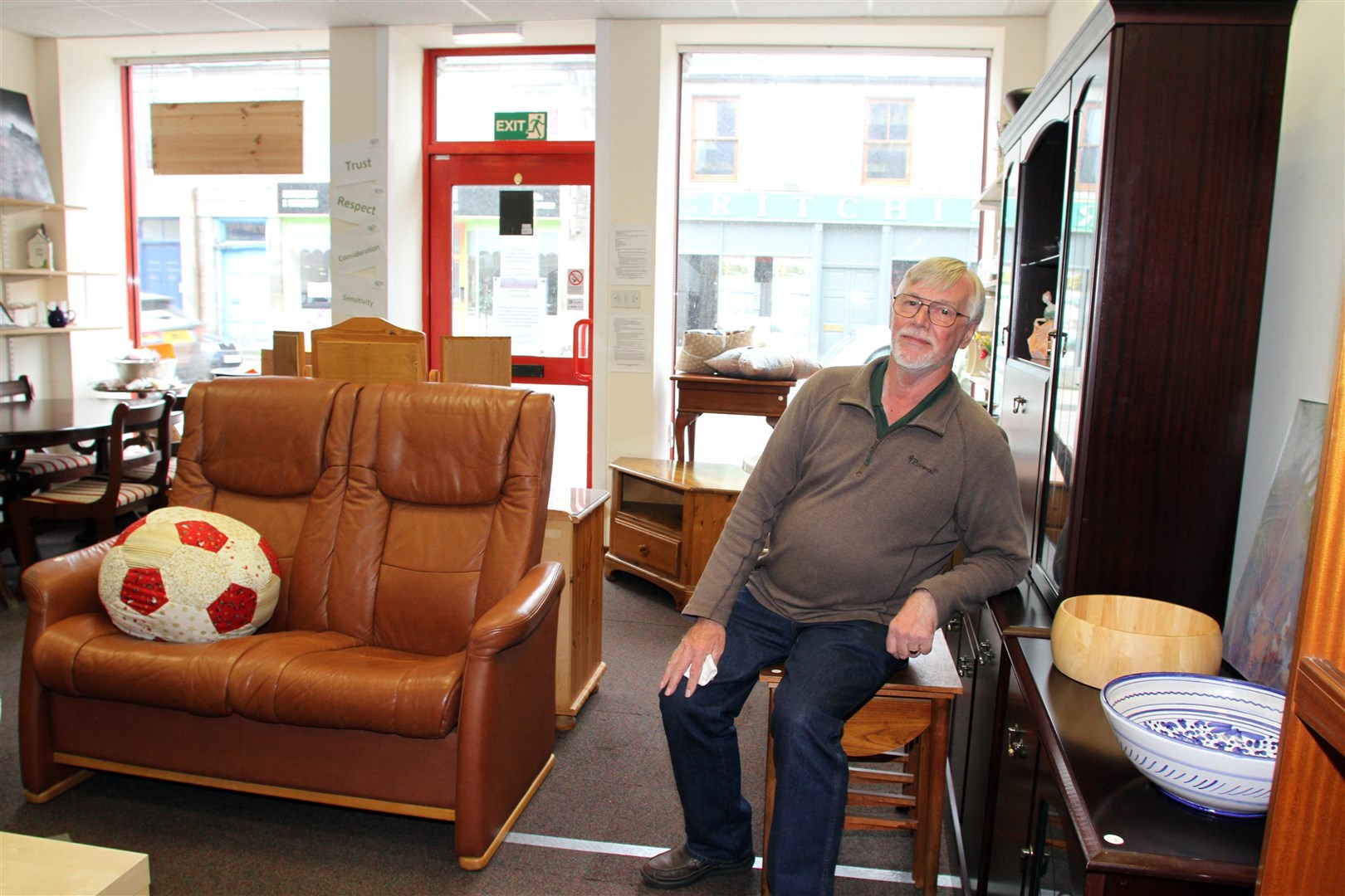George Livingstone travels down from Inverness to Grantown to work at the Remakery several times a week but not exclusively on elecricity – not at Highland Council's prices