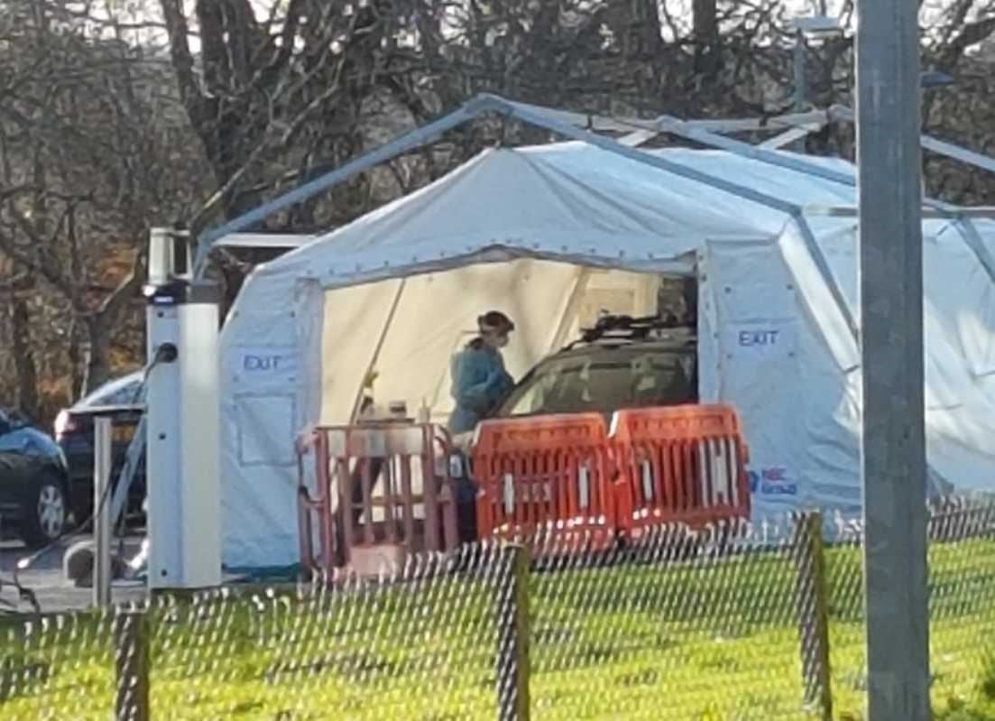 What appears to be a tent erected to carry out tests in suspected cases of coronavirus has appeared at Raigmore Hospital.