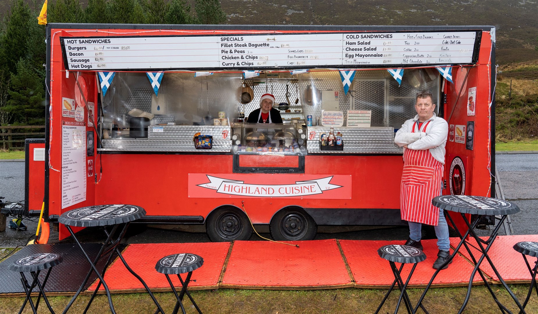 OPEN FOR BUSINESS: Hamish Cullerton and Liz Leslie have won the right to trade by the A9. Picture: Keith Ringland