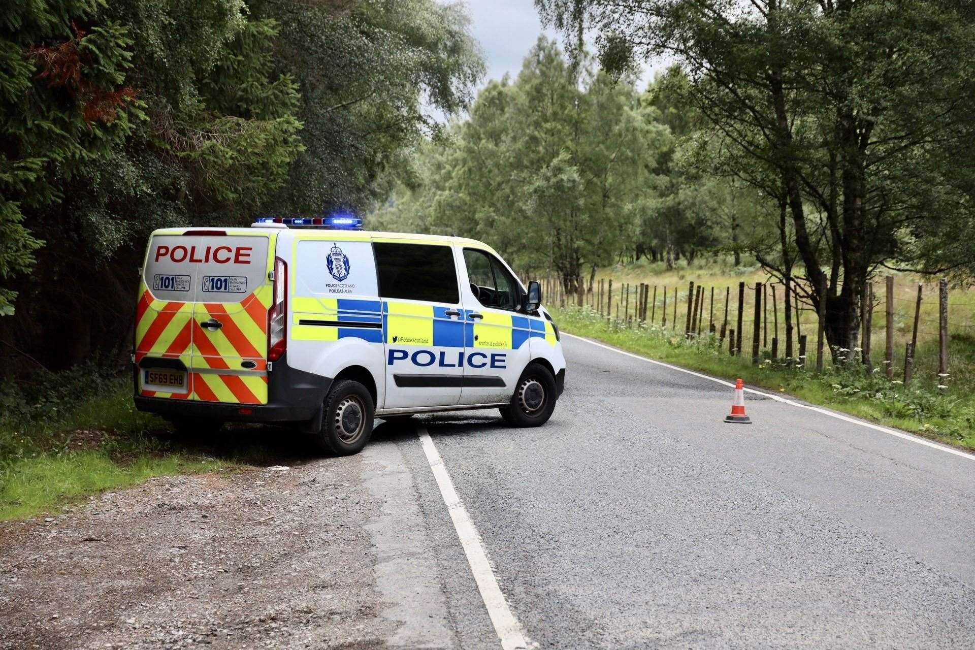 Police blocked the A86 from the Newtonmore end yesterday as the emergency was dealt with. Picture: Aidan Woods