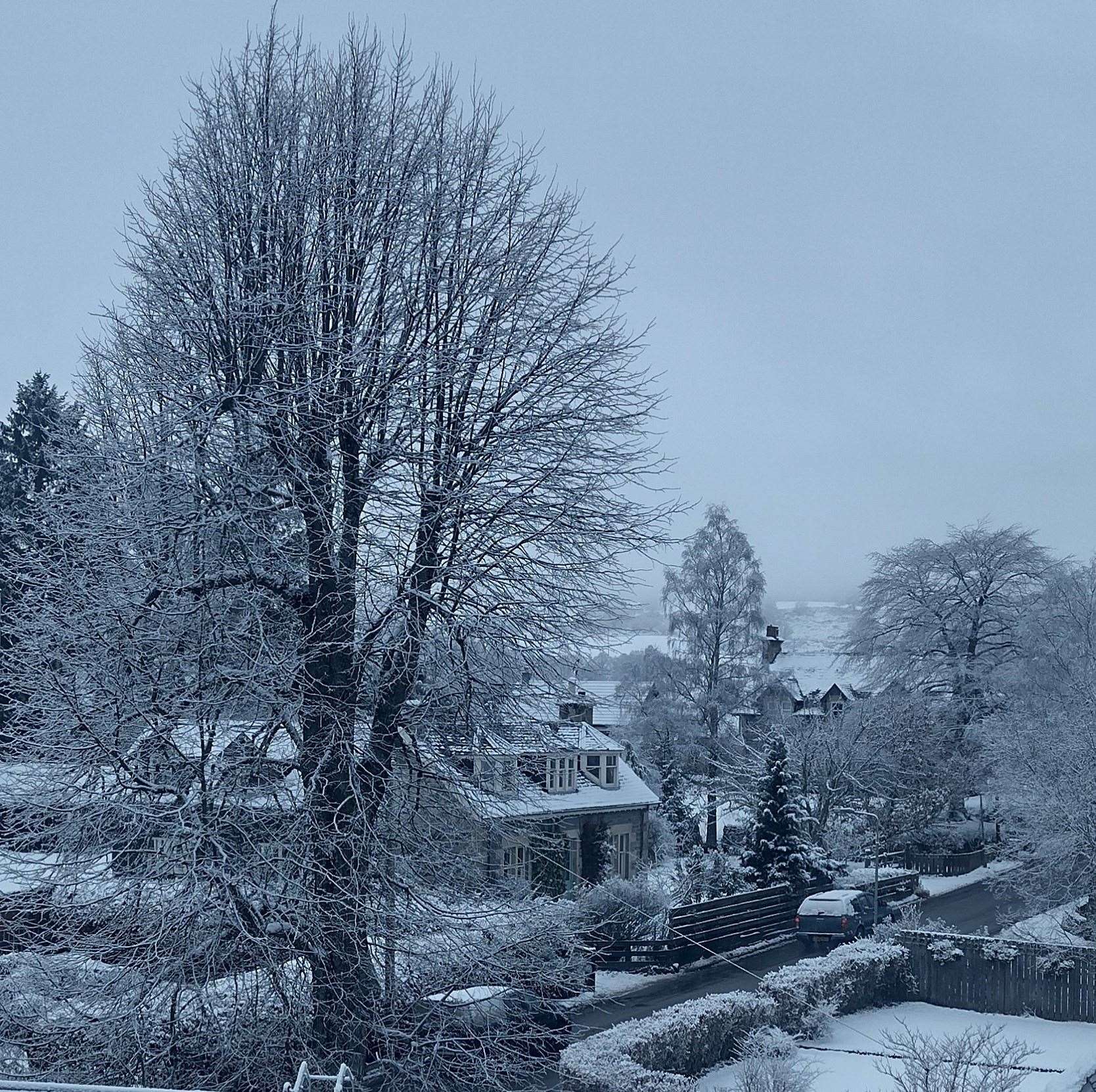 Snowy roads in Badenoch today