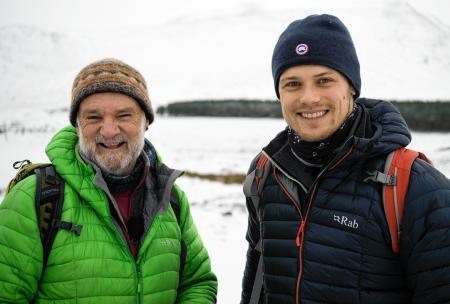 Cameron McNeish (left) with Outlander star Sam Heughan on a recent hill walk
