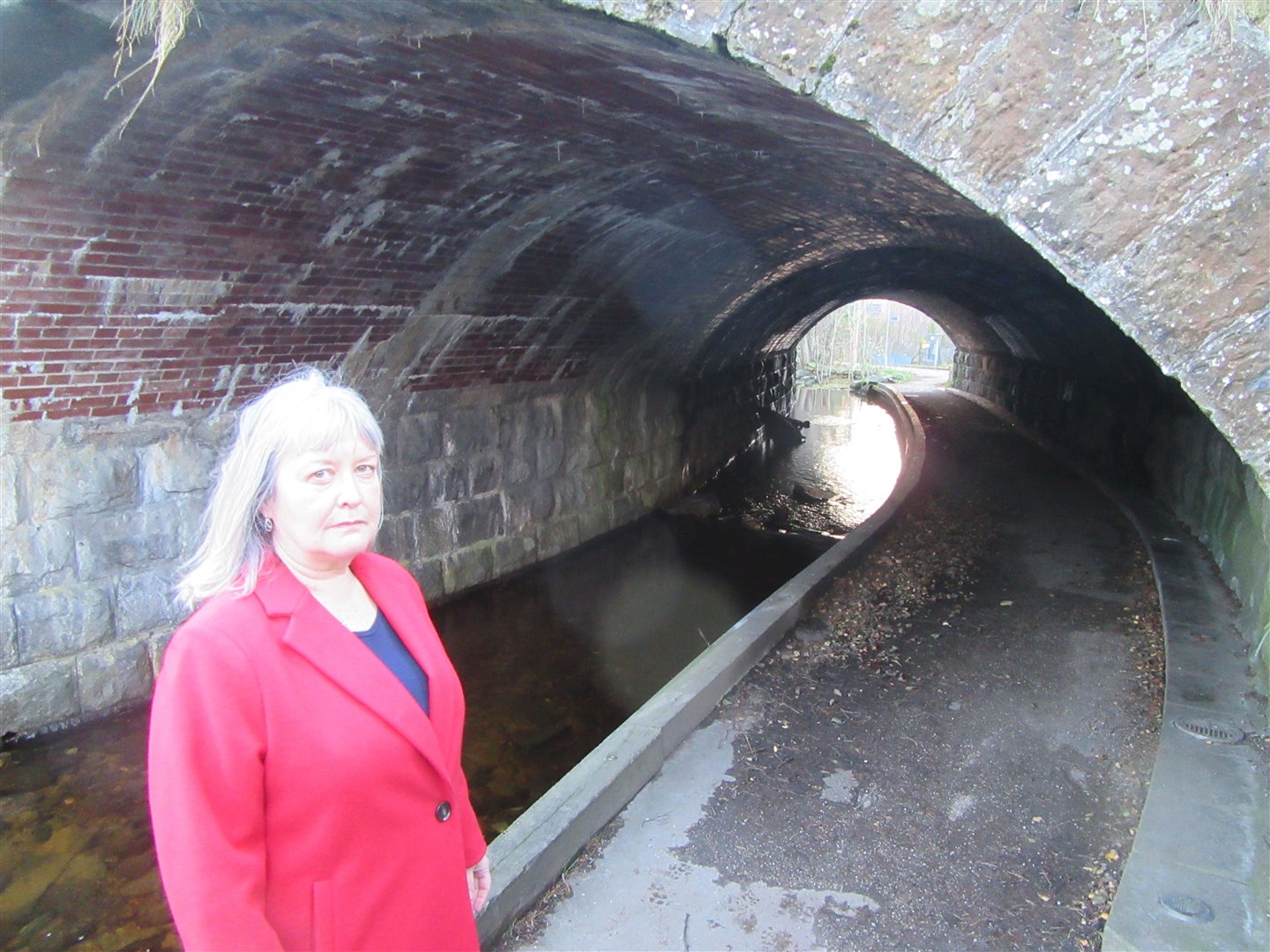 Highlands MSP Rhoda Grant at the Dell of Spey underpass in the centre of Aviemore.