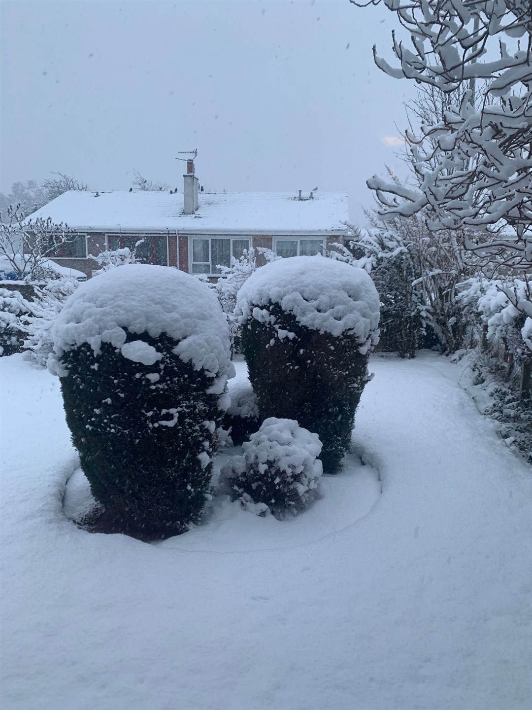 Snow in Balnakyle Road in Inverness.