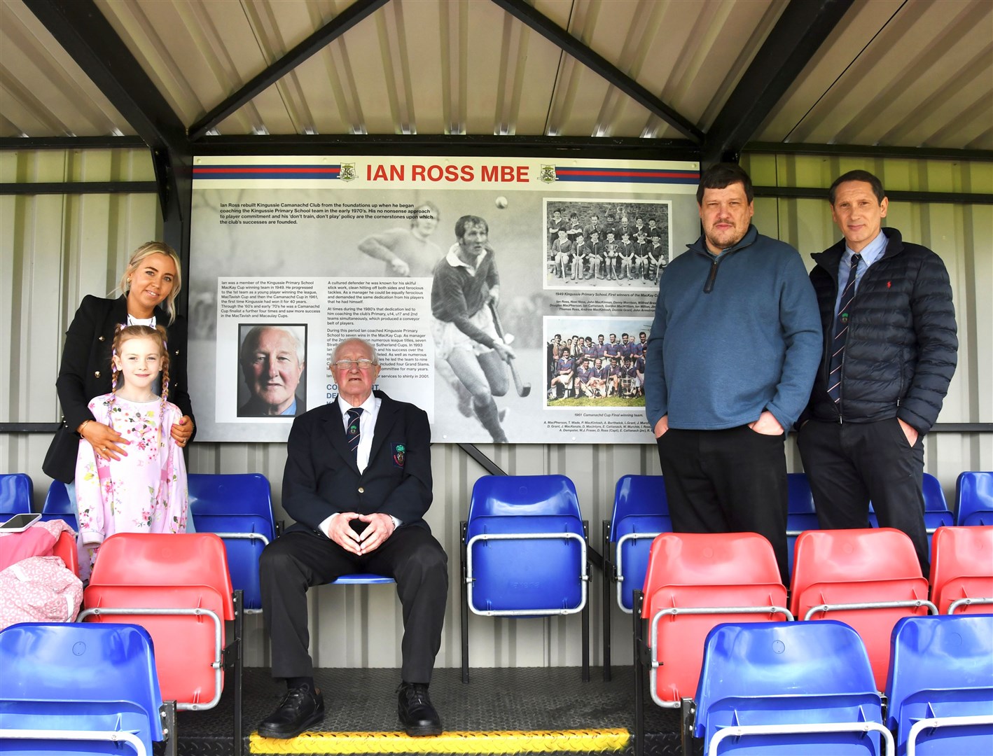 SITTING IN HIS OWN STAND: Ian Ross with his two sons, Ronald and Ian, along with Ronald’s partner Ruth and their daughter Isabella.