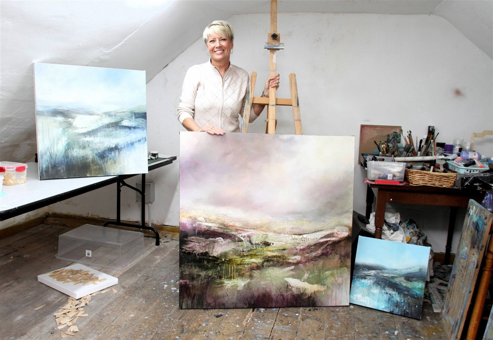 Joanna McDonough with some of her works for her exhibition ‘Highland Vista: The Space Between’ at Eden Court’s The Stall Gallery.