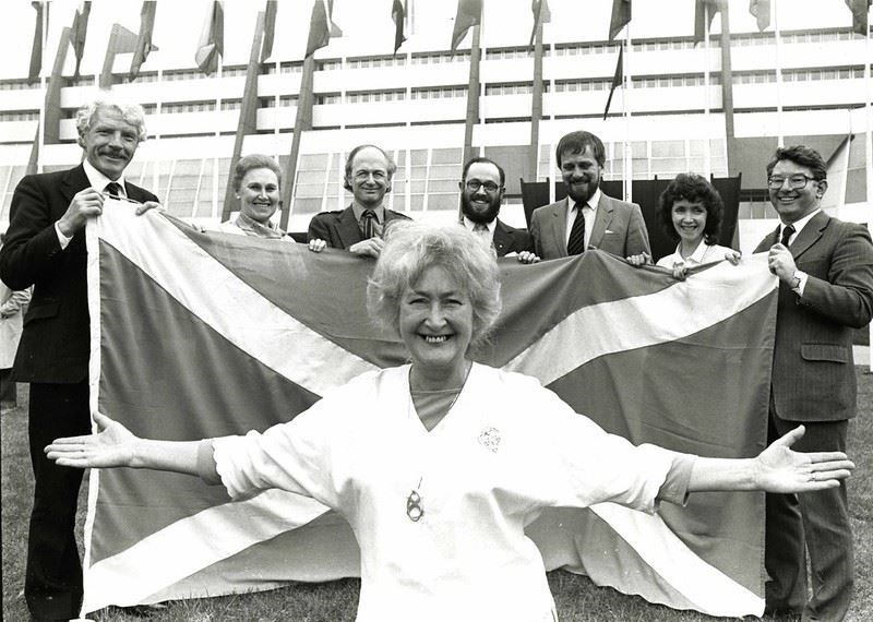 Winnie Ewing with some of her many supporters.