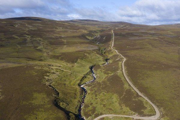 An aerial view of some of the stunning rugged lands on Kinrara Estate.