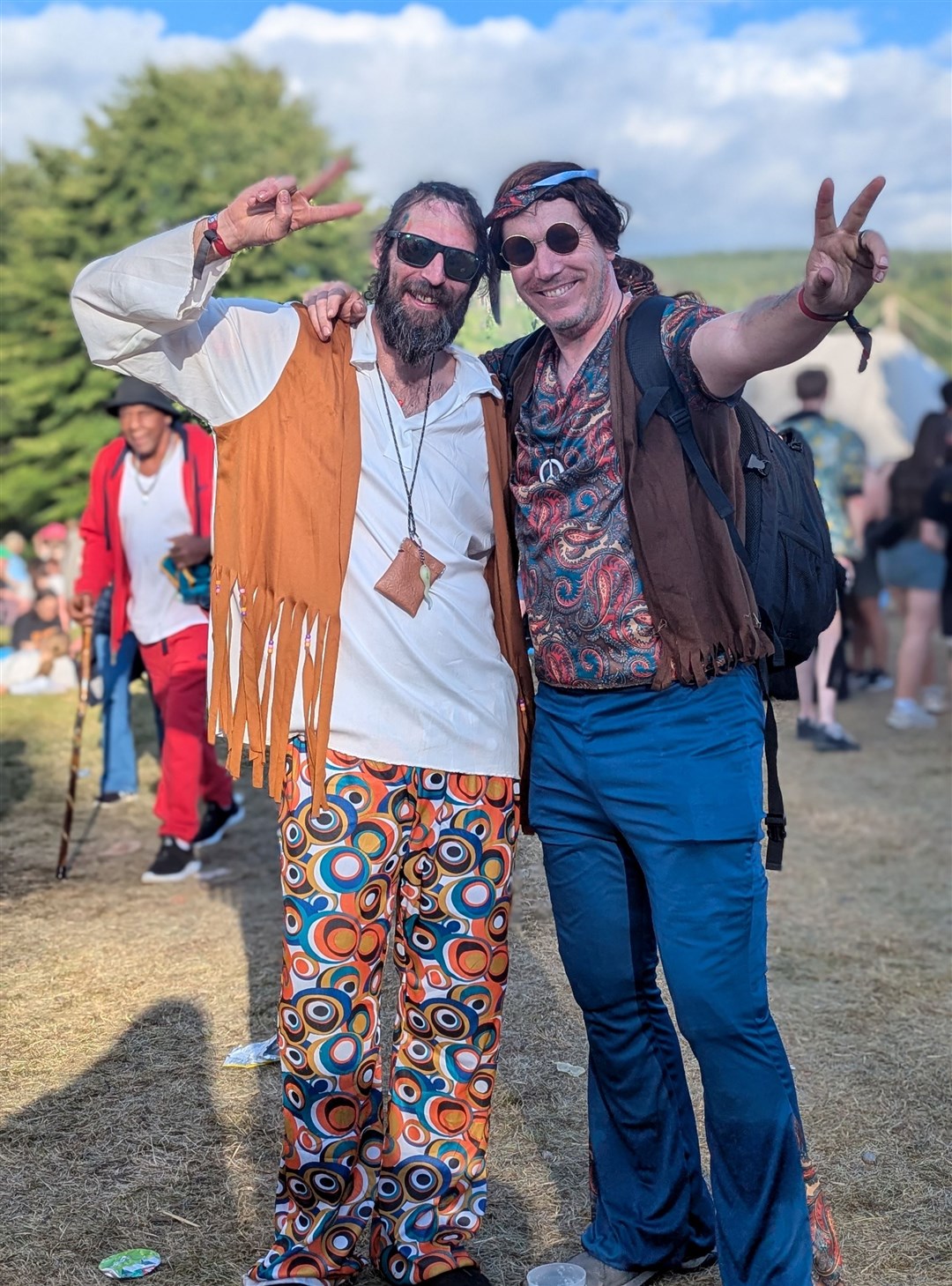 Two hippy men.