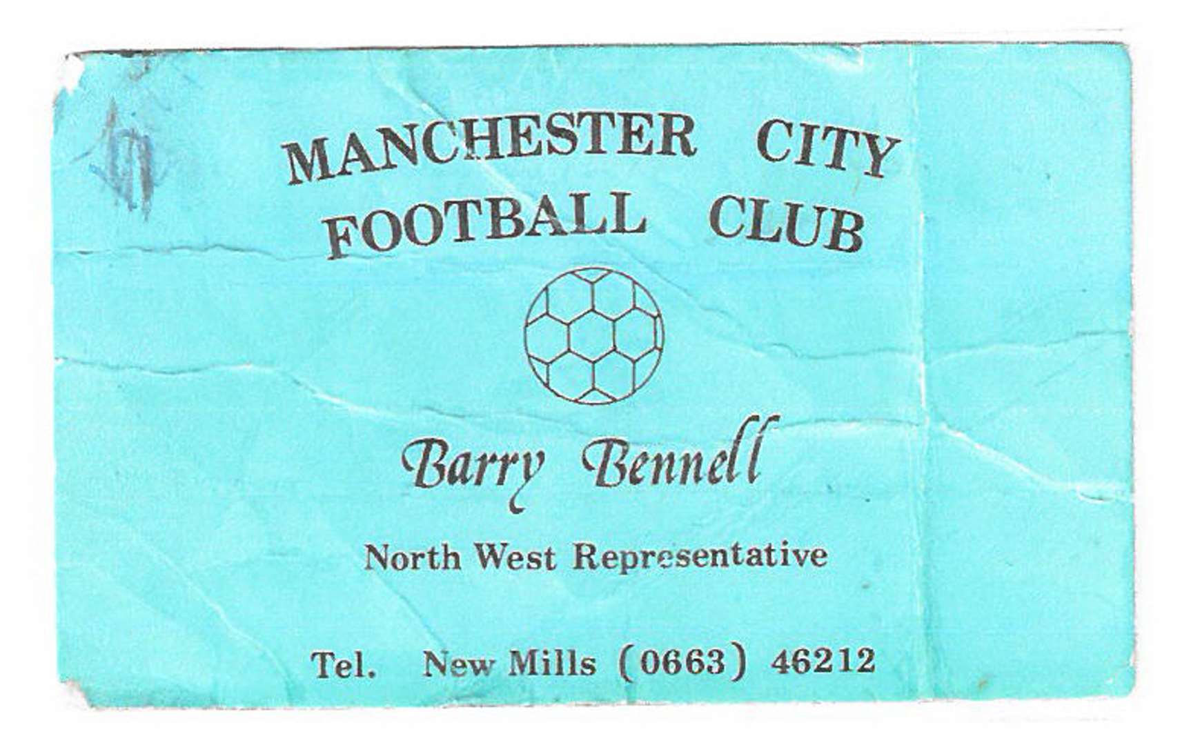 BEST QUALITY AVAILABLE A business card given out by Barry Bennell in which he describes himself as Manchester City’s ‘north-west representative’, the card has been shown at the High Court (Bolt Burdon Kemp/Handout/PA)
