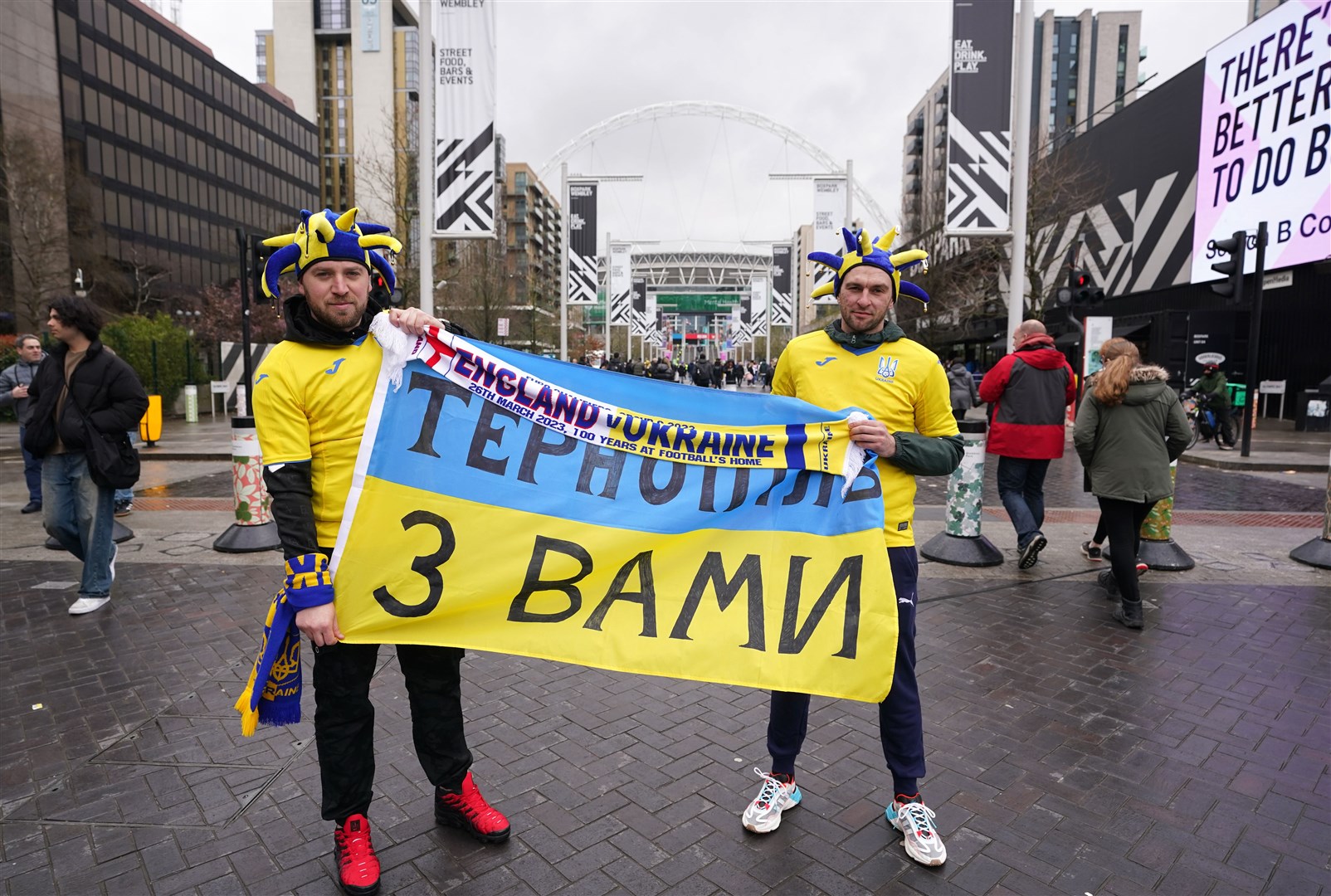 Ukraine fans on Wembley Way (Nick Potts/PA)