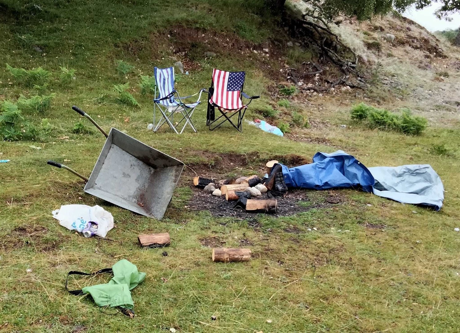 Dirty camping? This mess was spotted this morning by Loch Insh