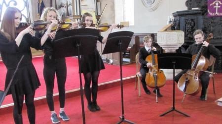 Kingussie High School's strings group performs