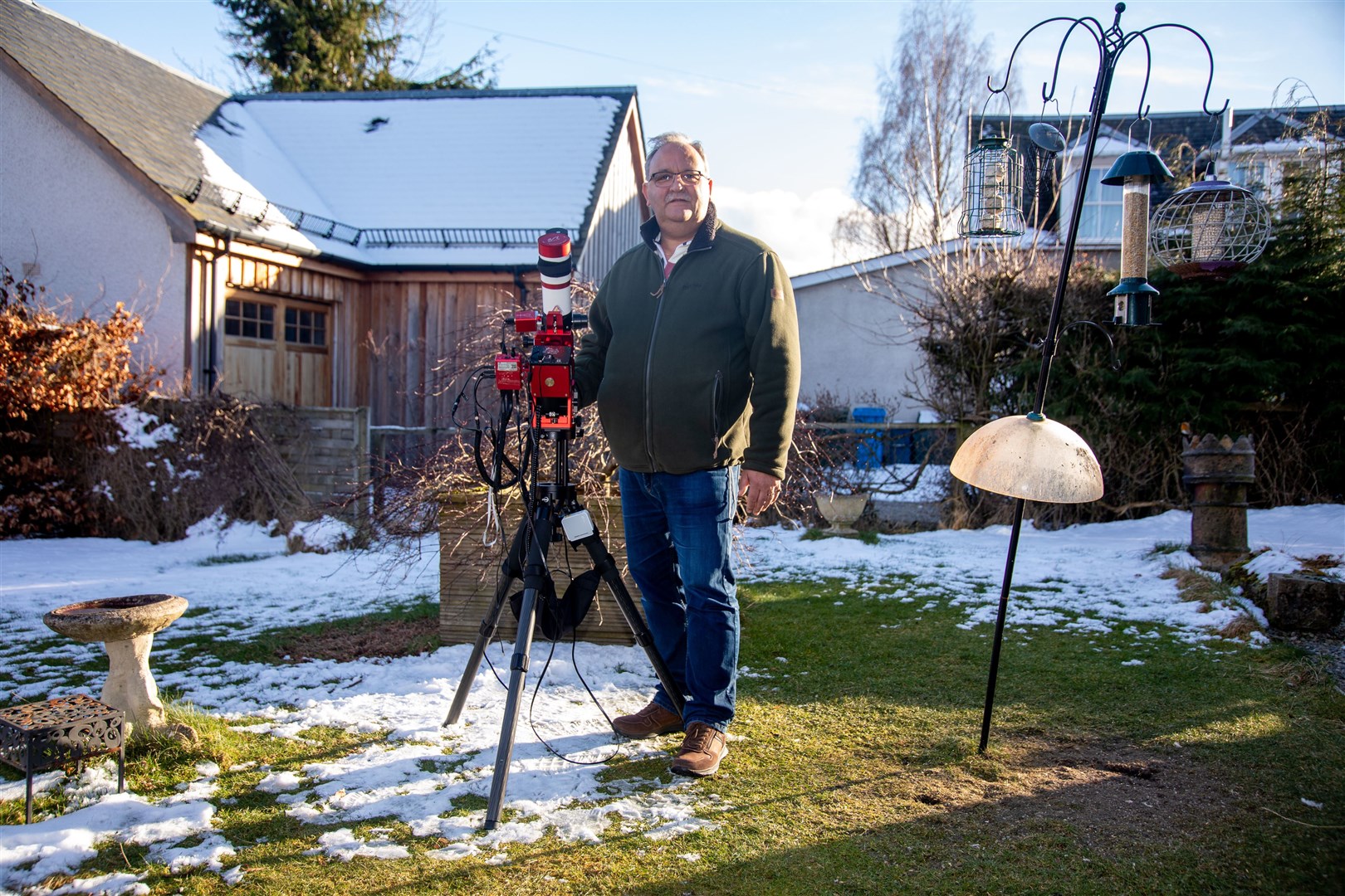 Graham Hazlegreaves with the equipment he uses to capture the stunning images of space. Picture: Aidan Woods.