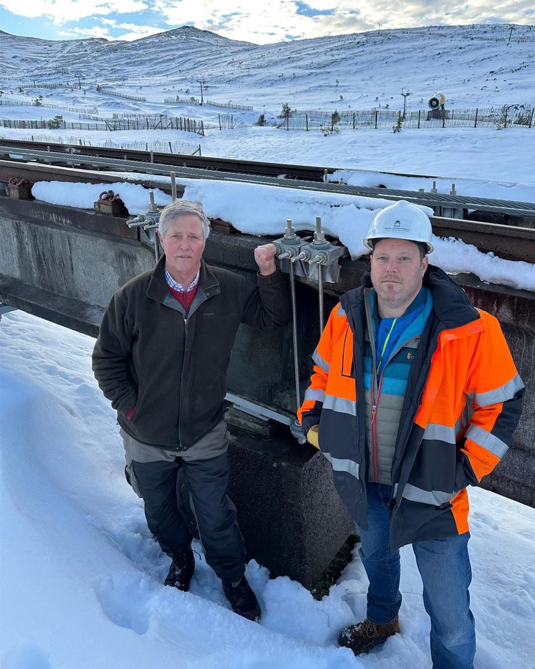 Edward Mountain on his visit to Cairngorm Mountain looking at the defective grouting and tensioning joints.