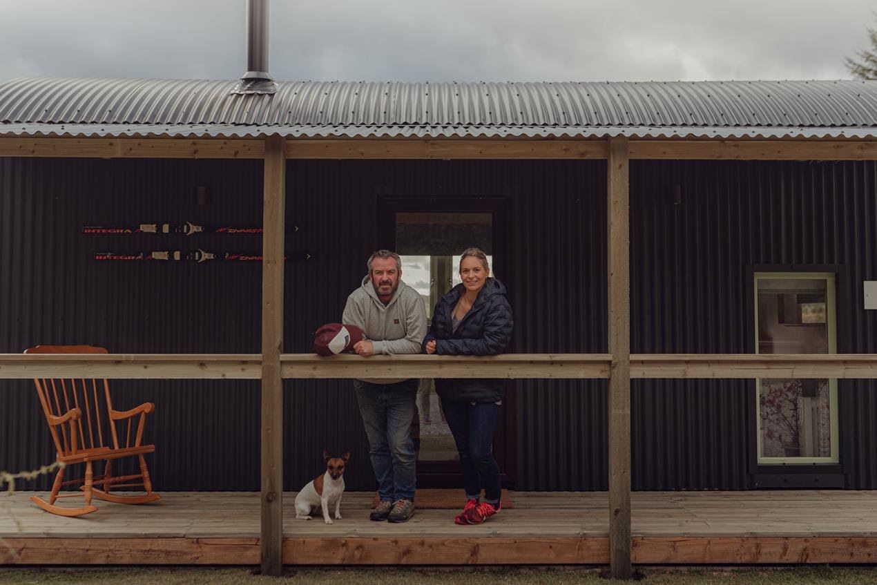 Nethy Bridge nurse Zoe Hall and partner Nic Houldsworth at one of the boutique accommodation shepherd huts they have created.