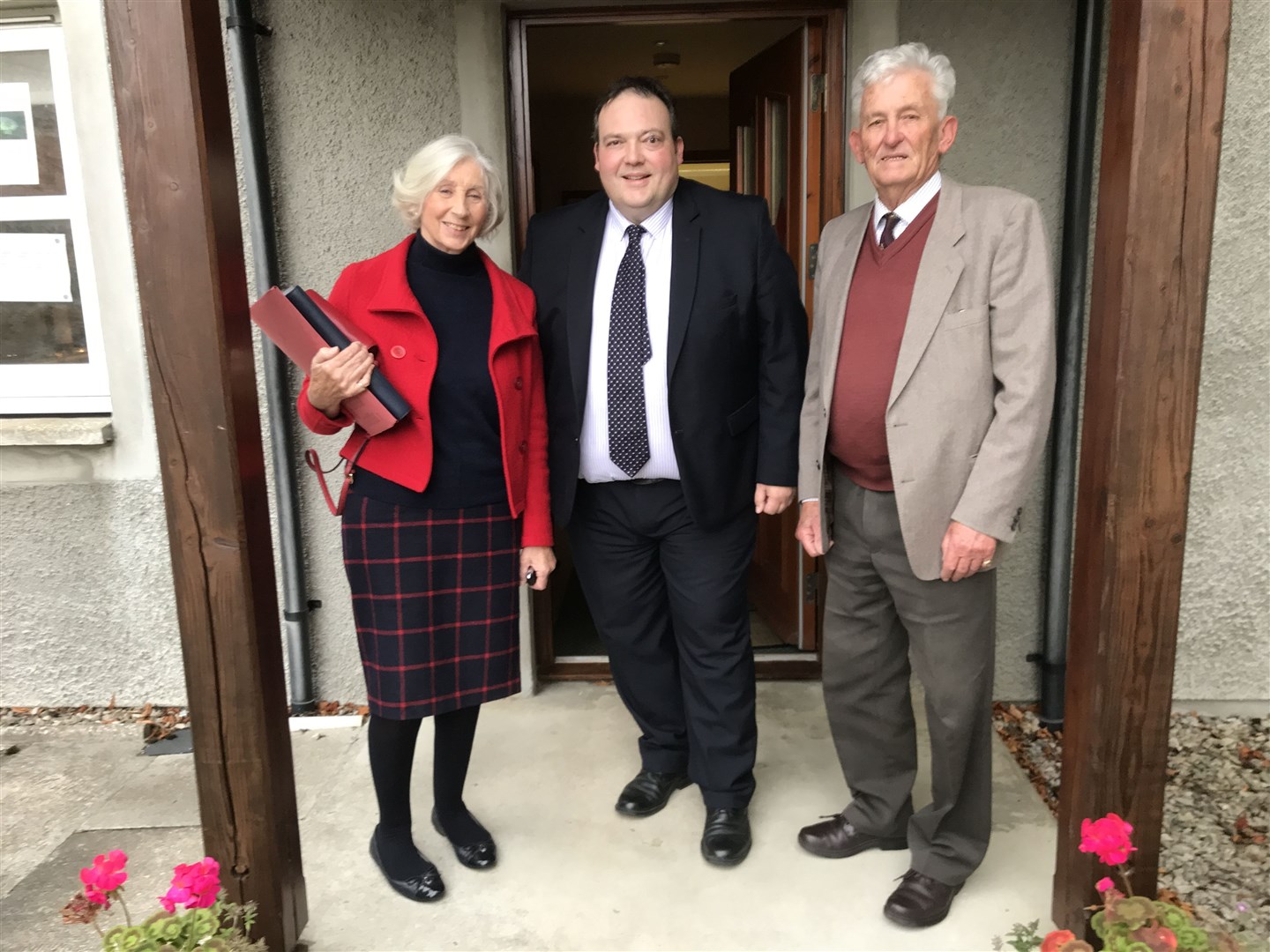 Anne Anderson (chairwoman of the Highland Conservatives), Jamie Halcro Johnston and Reg Holder (vice chairman of the Highland Conservatives) after the selection meeting.