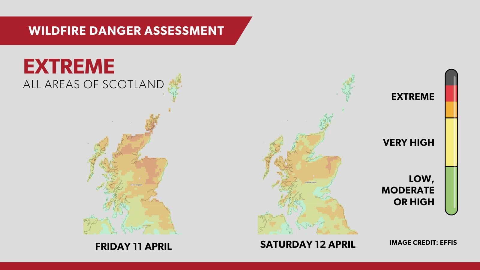 The extreme wildfire warnings will continue into the weekend. Picture: Scottish Fire and Rescue Service (SFRS).
