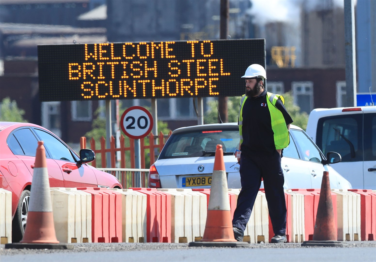 The entrance to the steelworks plant in Scunthorpe (PA)
