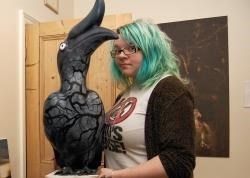 Loz Atkinson with the piece she will be exhibiting in Edinburgh.