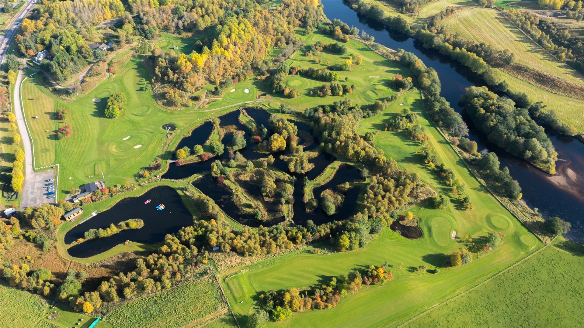 An aerial view of Craggan. The golf course is sepate to the business.