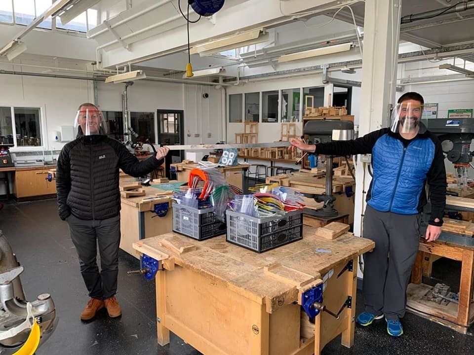 Mr Adamson and Mr Bray in the techy department at Kingussie High School.
