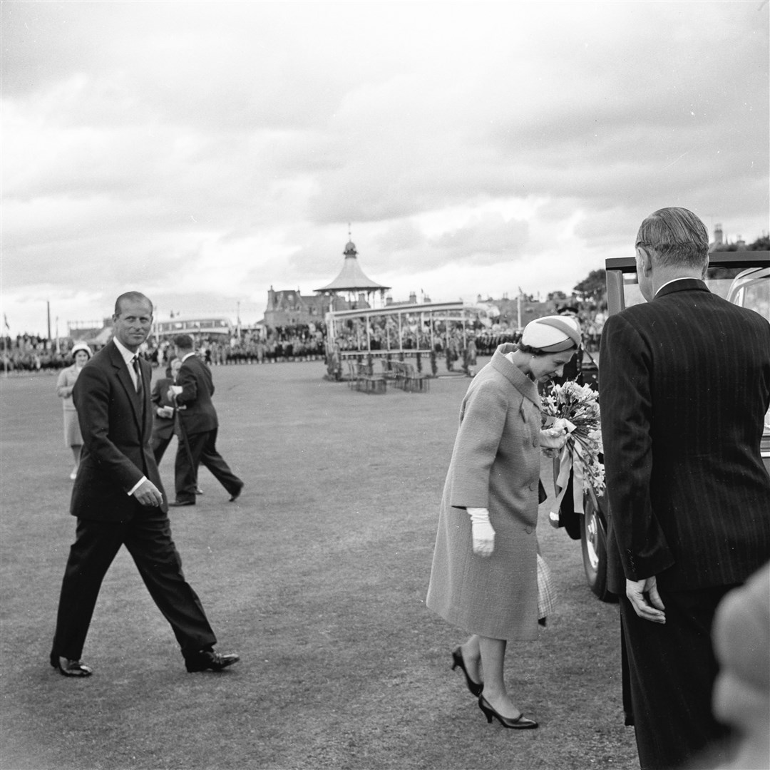 The Queen and The Duke of Edinburgh visit Nairn. Aug 1961. Picture: Northern Scot archive