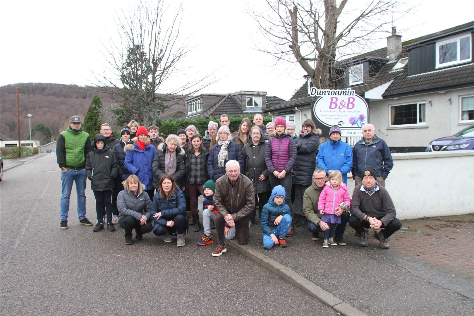 Some of the local residents opposed to the plans for the apartments pictured by Dunroamin B&B at the start of the year.