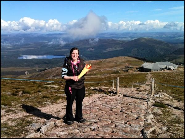Chanelle on Cairn Gorm with little Logan's torch (Ruari Macdonald)