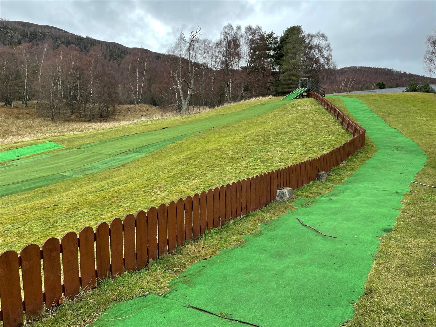 The site of the Aviemore resort dry ski slope which is now used for grass sledging.