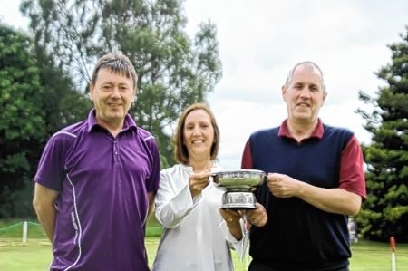 Simon Jack with Alice Macleod and left-handed champion John Mackay.