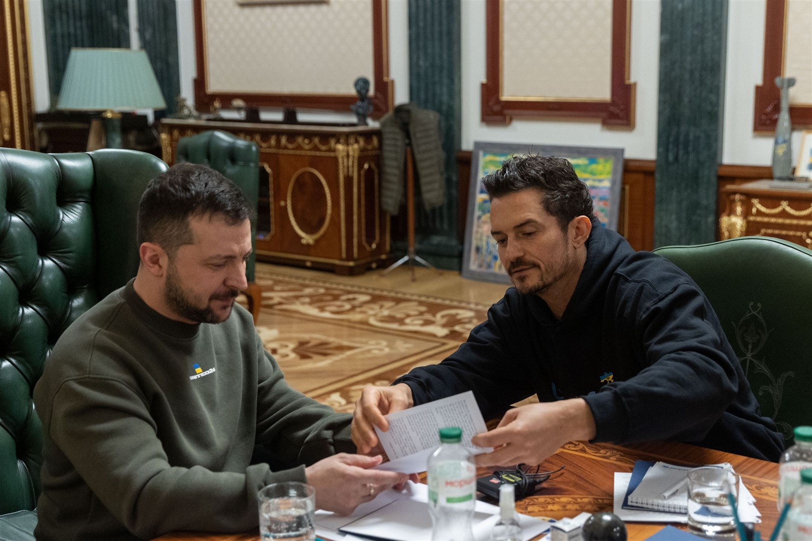 President Volodymyr Zelensky meeting Orlando Bloom in Kyiv during his visit to Ukraine for his work as a Unicef Goodwill Ambassador (Office of the President of Ukraine/PA)