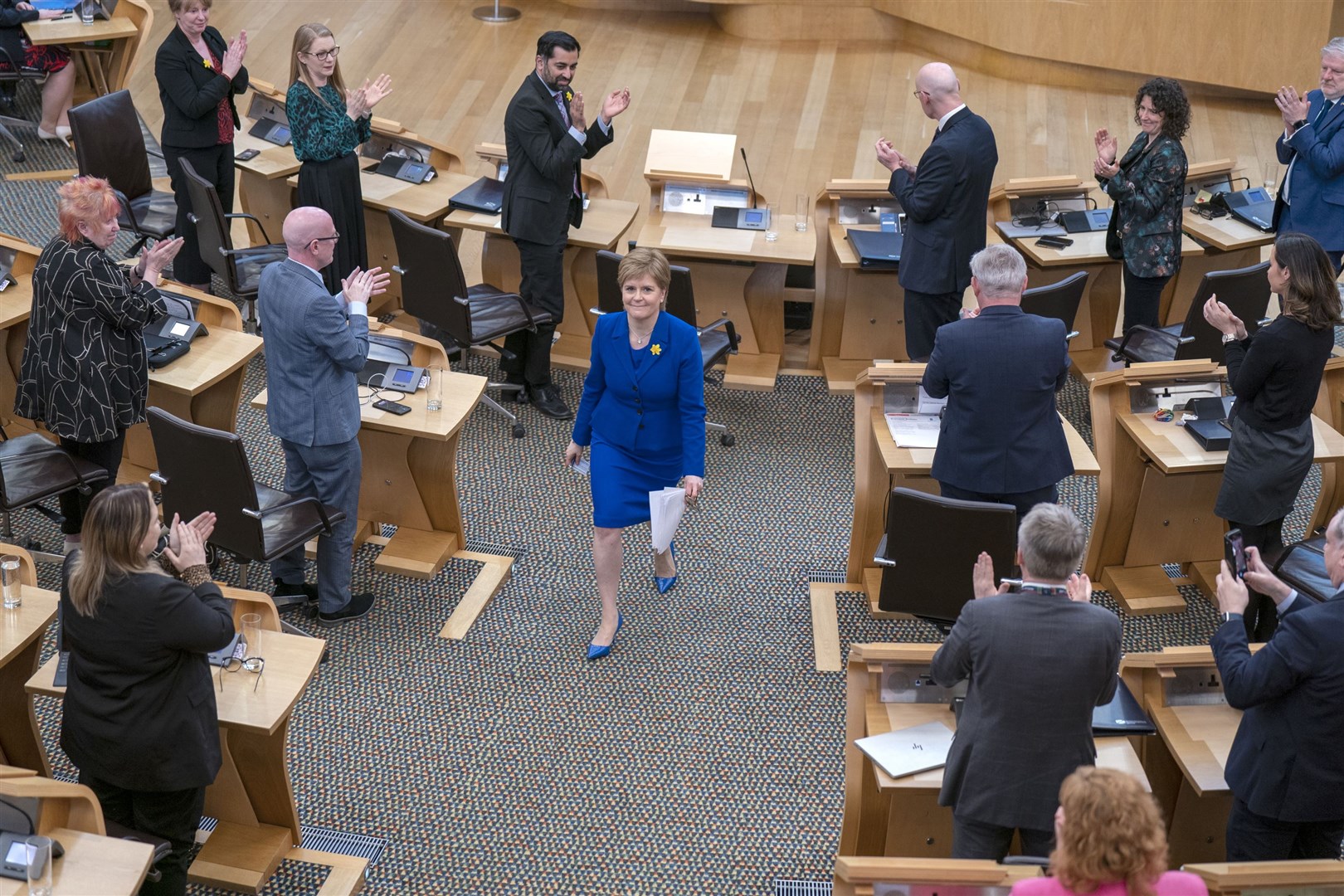 The SNP leader got a standing ovation after her last FMQs (Jane Barlow/PA)