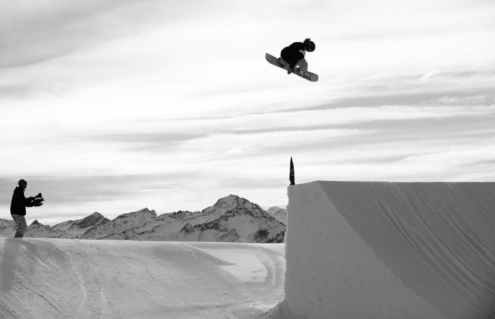 Emily Rothney gets some big air for the camera.